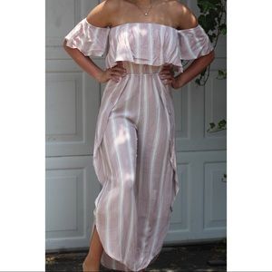 Pink and white jumpsuit